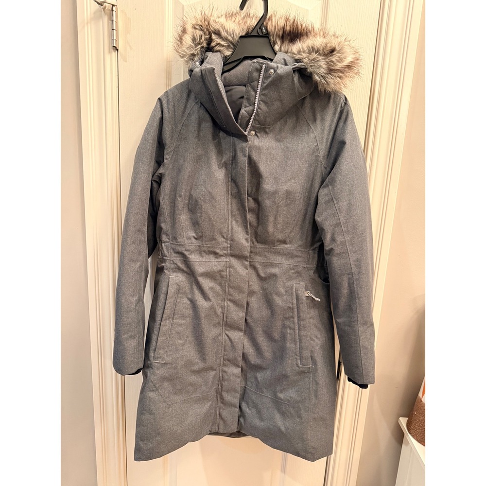 The North Face Arctic Down Parka Grey Herringbone Faux Fur Hood NF0A35BQ Medium